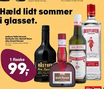 Kvickly Aalborg Taffel Akvavit, Beefeater Gin, Råstoff Shots eller Grand Marnier tilbud