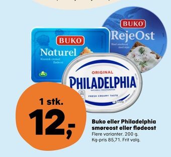 SuperBrugsen Buko eller Philadelphia smøreost eller flødeost tilbud