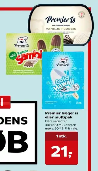 SuperBrugsen Premier bæger is eller multipak tilbud