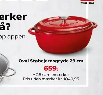 Oval Støbejernsgryde 29 cm