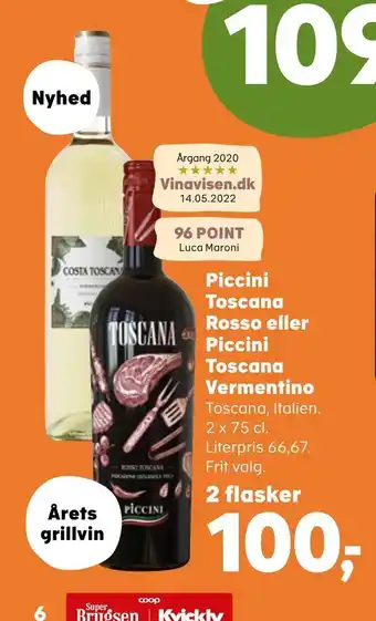 SuperBrugsen Piccini Toscana Rosso eller Piccini Toscana Vermentino tilbud