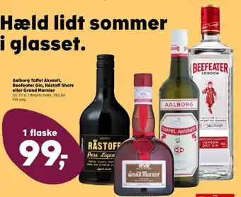 SuperBrugsen Aalborg Taffel Akvavit, Beefeater Gin, Råstoff Shots eller Grand Marnier tilbud