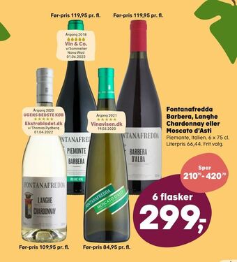 SuperBrugsen Fontanafredda Barbera, Langhe Chardonnay eller Moscato d'Asti tilbud