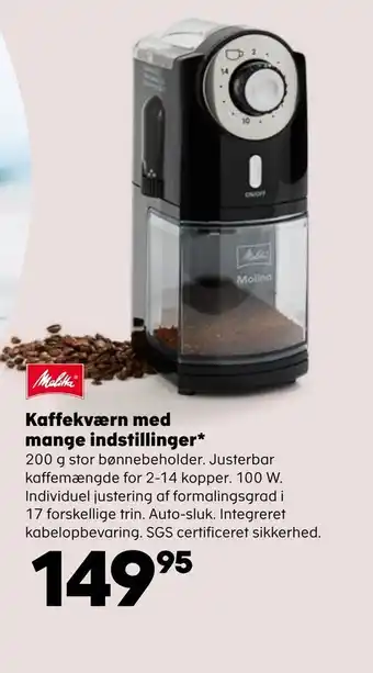 Kaffekværn med mange indstillinger