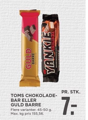 MENY Toms chokoladebar eller guld barre tilbud