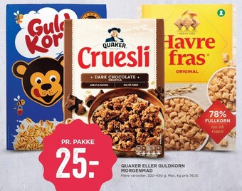 MENY Quaker eller guldkorn morgenmad tilbud