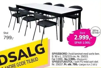 Daells Bolighus Spisebord el. stole tilbud