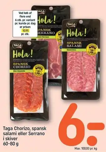 Taga Chorizo, spansk salami el. Serrano i skiver