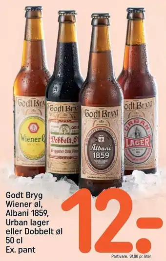 REMA 1000 Godt Bryg Wiener øl, Albani 1859, Urban lager el. Dobbelt øl tilbud