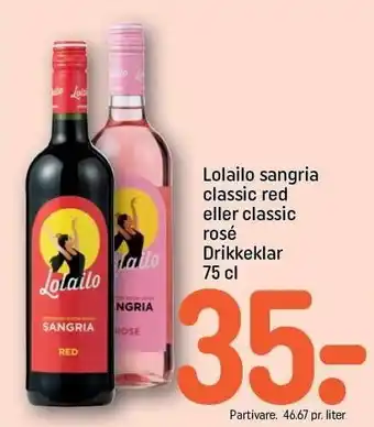 REMA 1000 Lolailo sangria classic red el. classic rosé tilbud