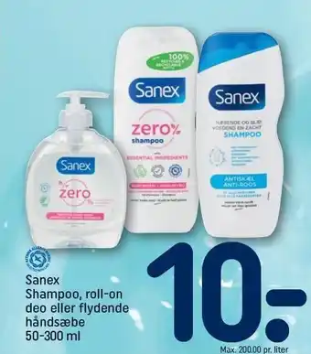 REMA 1000 Sanex shampoo, roll-on deo el. flydende håndsæbe tilbud