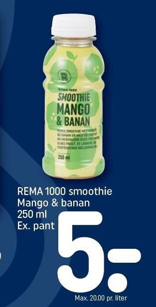 Rema 1000 smoothie mango & banan