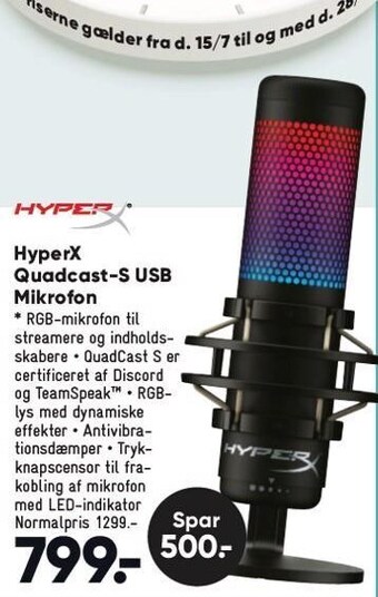 Bilka HyperX Quadcast-S USB Mikrofon tilbud