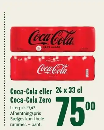 Min Købmand Coca-Cola el. Coca-Cola Zero 24 x 33 cl tilbud