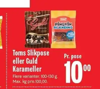 Min Købmand Toms slikpose el. guld karameller tilbud