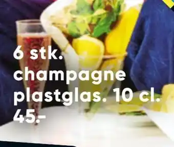 6 stk. champagne plastglas. 10 cl. 45,00