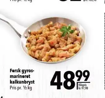 Fersk gyros marineretkalkunbryst