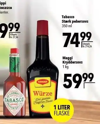 Tabasco Stærk pebersovs el. Maggi kryddersovs