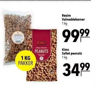 Citti Rexim valnøddekerner el. Kims Saltet peanuts tilbud