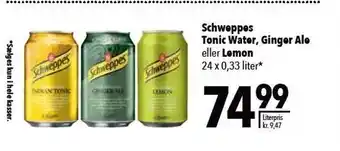 Citti Schweppes Tonic Water, Ginger ale el. Lemom tilbud