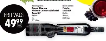 Citti Grande Alberone Platnium Collection Zinfandel Rosso IGP el. Paladin Syrah IGP tilbud