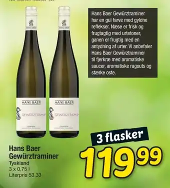 Fakta Tyskland Hans Baer Gewürztraminer tilbud