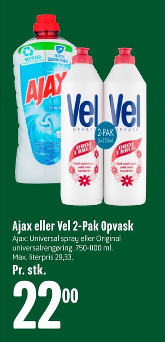 Min Købmand Ajax eller Vel 2-Pak Opvask tilbud