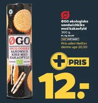 Netto Øko sandwichkiks m. kakaofyld tilbud