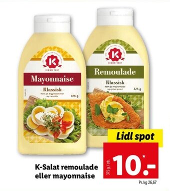 Lidl K-salat remoulade eller mayonnaise tilbud