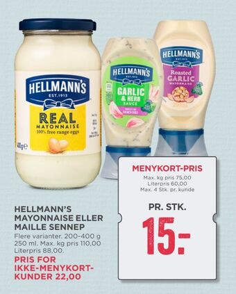 MENY Hellmanns mayonnaise tilbud