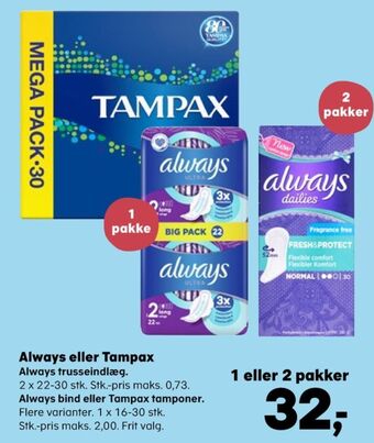 SuperBrugsen Tampax tamponer tilbud