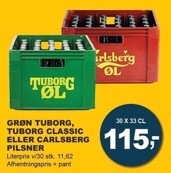 Let-Køb Grøn tuborg, tuborg classic eller carlsberg pilsner tilbud
