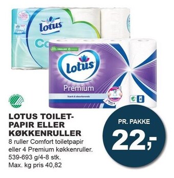 Let-Køb Lotus toiletpapir eller køkkenruller tilbud