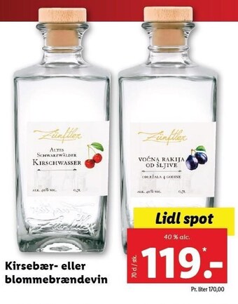 Lidl Kirsebær- el. blommebrændevin tilbud