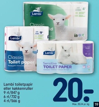 REMA 1000 Lambi toiletpapir el. køkkerulle tilbud