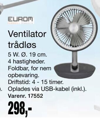 Harald Nyborg Eurom Ventilator Trådløs tilbud
