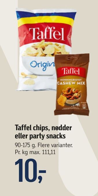 Føtex Taffel chips, nødder eller party snacks tilbud