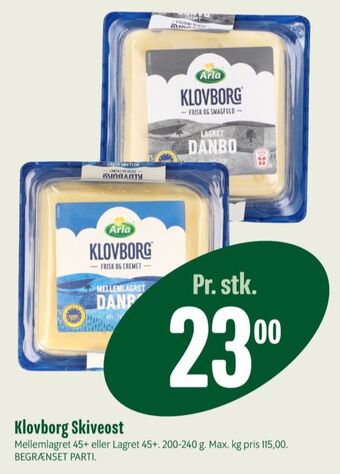 Min Købmand Klovborg skiveost danbo lagret tilbud