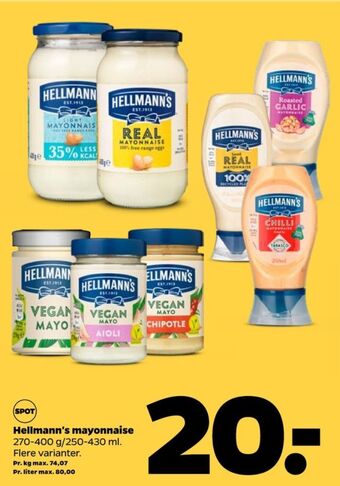 Netto Hellmanns mayonnaise tilbud