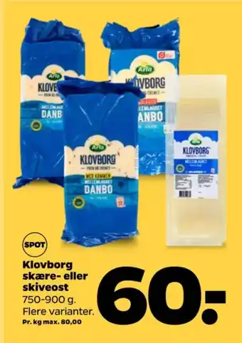 Netto Klovborg skæreost danbo mellemlagret kommen tilbud