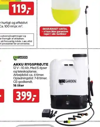 jem & fix AKKU rygsprøjte 16L tilbud