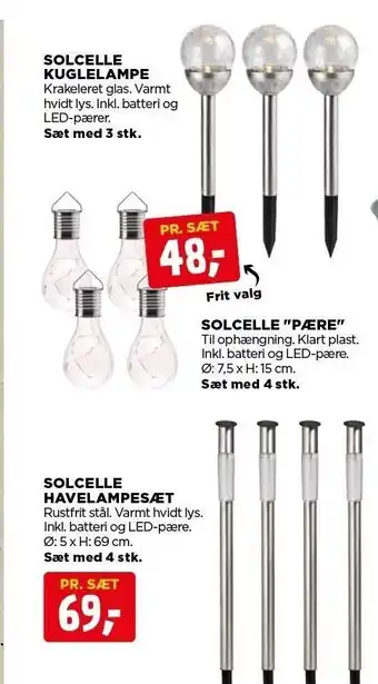jem & fix Solcelle kuglelampe, Solcelle "pære" el. Solcelle havelampesæt tilbud
