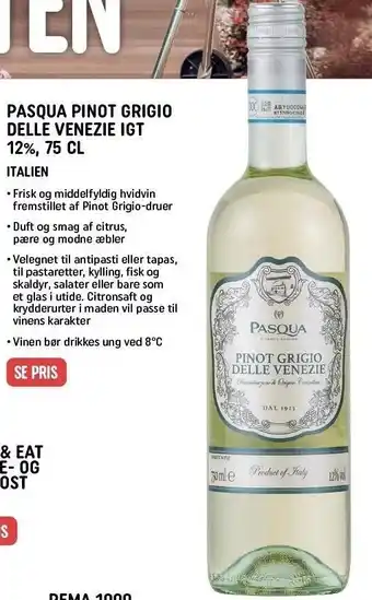 REMA 1000 Pasqua Pinot Grigio Delle Venezie igt 12 % 75 CL tilbud