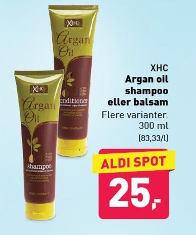 XHC Argan Oil Shampoo eller Balsam tilbud hos ALDI
