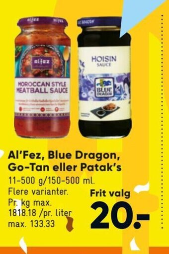 Bilka Al'fez Blue Dragon Go-Tan Eller Patak's tilbud