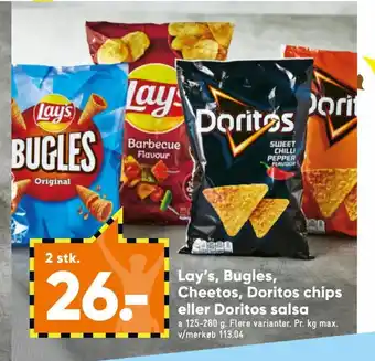 Bilka Lay's Bugles Cheetos Doritos Chips Eller Doritos Salsa tilbud