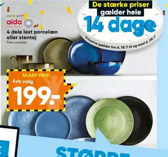 Bilka 4 Dele Løst Porcelæn Eller Stentøj tilbud