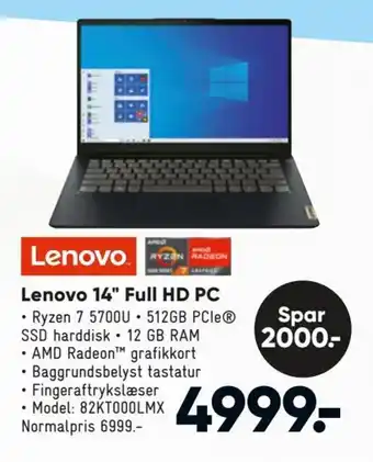 Bilka LENOVO lenovo 14" full HD PC tilbud