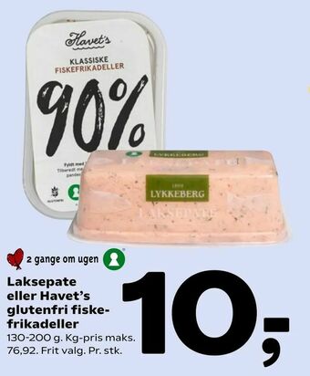 Coop 365 Laksepate eller Havet's glutenfri fiskefrikadeller tilbud
