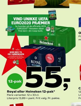 Coop 365 Royal eller Heineken 12-pak tilbud